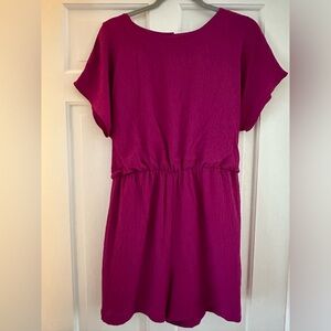 Grayson Magenta Cap Sleeve Shorts Romper Fully Lined Elastic & Tie Sz L